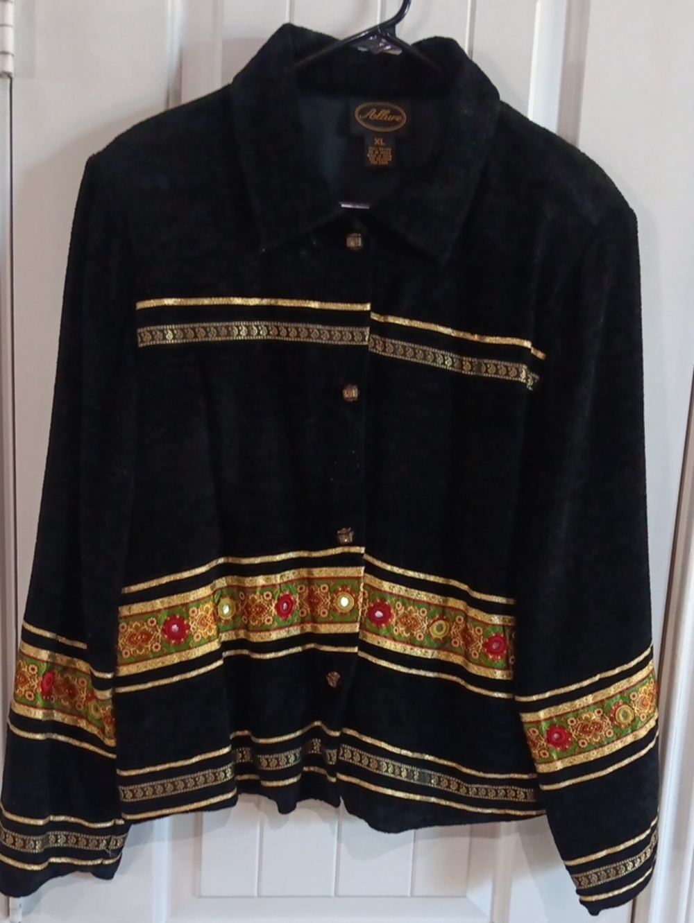 Vtg Allure Wearable Art Chenille Shisha Blazer XL